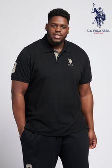 Black - U.s. Polo Assn. Mens Big & Tall Player 3 Logo Pique Polo Shirt (334230) | kr820