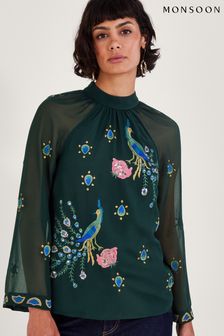 Зеленые блузки с принтом Monsoon Zoe (334318) | €55
