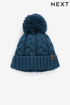 Teal Blue Knitted Cable Pom Hat (1-16yrs) (334410) | LEI 50 - LEI 83