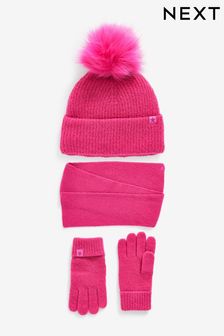 Bright Pink Hat, Gloves And Scarf Set (3-16yrs) (334455) | €24 - €28