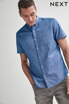 Синий - Стандартный крой - Оксфордская рубашка с коротким рукавом (334592) | €14