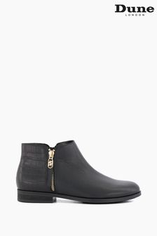 Dune London Pond Side Zip Cropped Ankle Black Boots