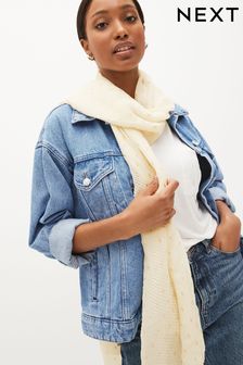 Ecru Cream Foil Plissé Lightweight Scarf (335043) | €18