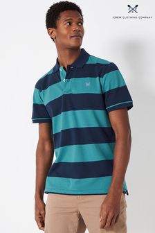 Crew Clothing Company Blue Teal Stripe Cotton Classic Polo Shirt (335095) | €53