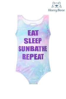 Harry Bear Galaxy Print Slogan Swimsuit