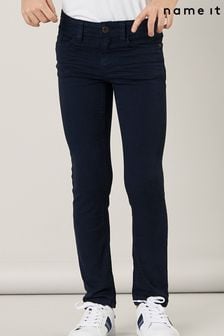 Name It Blue Slim Fit Cotton Twill Chino Trousers With Adjustable Waist (335394) | ₪ 111