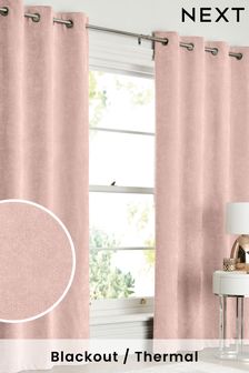 Blush Pink Soft Velour Eyelet Blackout/Thermal Curtains (335398) | €38 - €68