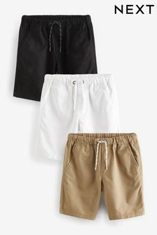 Black/White/Tan 3 Pack Pull-On Shorts (3-16yrs) (335443) | HK$157 - HK$288