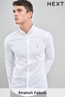 Белый - Облегающие - Next оксфордская рубашка с длинными рукавами (335608) | €36