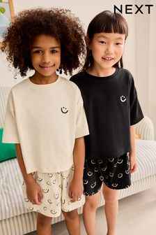 Black/White Smile Short Pyjamas 2 Pack (3-16yrs) (335643) | 113 SAR - 149 SAR