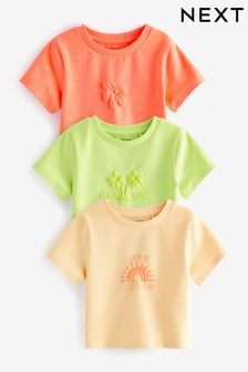 Verde/naranja - Pack de 3 camisetas coloridas de corte cuadrado con eslogan (3-16 años) (335696) | 19 € - 28 €