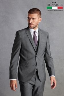 Charcoal Grey Slim Signature Tollegno Italian Wool Suit Jacket (335823) | NT$4,970