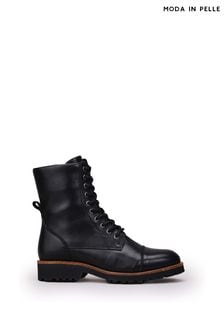 Moda in Pelle Briley Cleated Lace Up Utility Black Ankle Boots (336085) | €83
