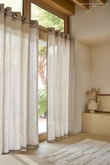 French Connection Natural Eyelet Zaykn Lightweight Unlined Cotton Linen Stripe Curtains (336224) | €102 - €259