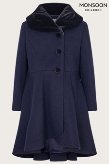 Monsoon Velvet Collar High Low Coat in Wool Blend (336226) | €83 - €95