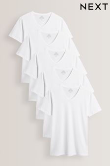 Weiß - T-Shirts mit V-Ausschnitt im 5er-Pack (336238) | 55 €