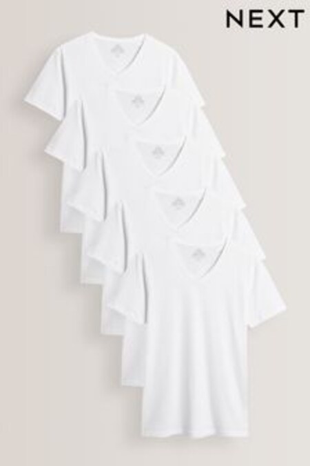 White V-Neck T-Shirts 5 Pack (336238) | MYR 189