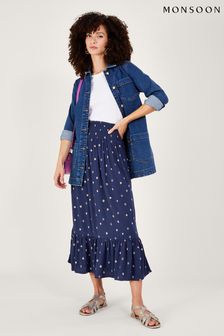 Monsoon Blue Motif Print Maxi Skirt in LENZING™ ECOVERO™ (336470) | 46 €