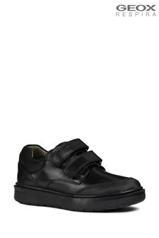 Geox Riddock Boy Black Leather Double Strap School Shoe (336509) | ₪ 244