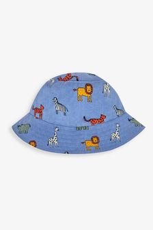 JoJo Maman Bébé Blue Safari Animal Print Twill Sun Hat (336677) | ￥2,470