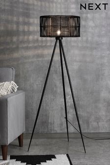 Black Kai Rattan Tripod Floor Lamp (336871) | €153