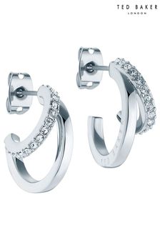 Ted Baker HELIAS: Silver Tone Crystal Multi Hoop Earrings For Women