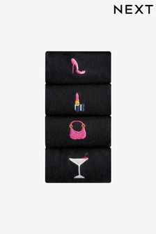 Joli rose - Lot de 4 paires de socquettes à motif brodé (336965) | €10