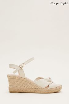 Phase Eight Cream Leather Knot Front Espadrille Shoes (337146) | $218