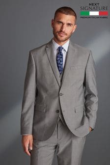 Light Grey Regular Fit Signature Tollegno Italian Wool Suit Jacket (337544) | SGD 219