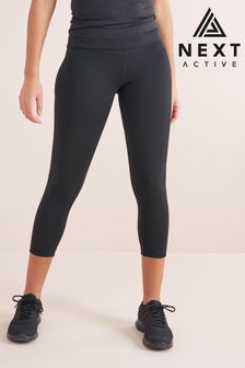 Black Next Active Sports Tummy Control High Waisted Mid Length Sculpting Leggings (337857) | $55