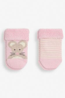 JoJo Maman Bébé Pink Mouse 2-Pack Baby Socks (337871) | 9 €