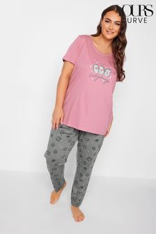 Yours Curve Grey Hedge Hugs Tapered Pyjamas Joggers (338066) | €25