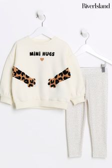 River Island Cream Girls Mini Hugs Leopard Set (338139) | 155 SAR