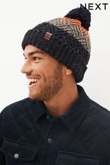 Orange/Navy Blue Colourblock Bobble Hat (338836) | 36 SAR