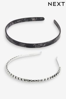 Grey/Silver Tone Resin & Studded Metal Headbands 2 Pack (339211) | €8