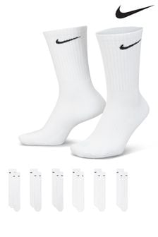 White - Nike Everyday Cushioned 6 Pack Socks (339374) | kr370