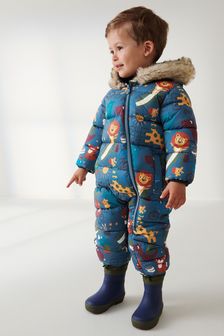 Blue Animal Print Snowsuit With Faux Fur Hood Trim (3mths-7yrs) (339422) | €30 - €35