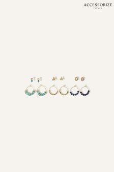 Accessorize Blue Stone Stud and Hoop Earrings 6 Pack (339509) | LEI 84