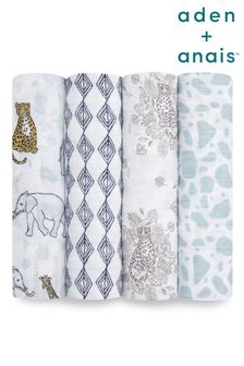 aden + anais White Jungle Large Cotton Musline Blanket 4-Pack (339571) | €56