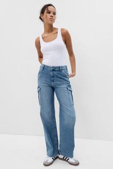 Gap Light Blue 90s Mid Rise Loose Cargo Jeans (340116) | €63