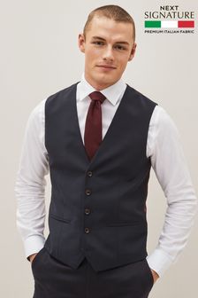 Navy Blue Signature Tollegno Wool Suit: Waistcoat (340119) | AED283