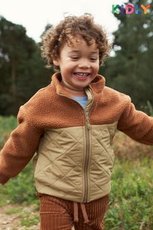 Brązowy - Pikowana kurtka ze sztucznym kożuszkiem Kidly (340231) | 120 zł