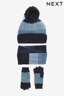 礦藍色 - 帽子、圍巾、手套組 (3-16歲) (340261) | NT$750 - NT$890