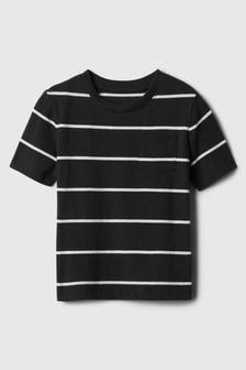 Gap Black Crew Neck Pocket Short Sleeve Stripe T-Shirt (340278) | €11