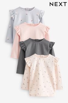 Pink/Grey Baby Long Sleeve Tops 4 Pack (340474) | SGD 36 - SGD 39
