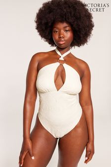 Victoria's Secret White Crochet Tummy Control Halterneck Swimsuit (340514) | €79.50
