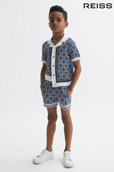 Reiss Blue Bloom Junior Knitted Patterned Drawstring Shorts (340719) | TRY 831