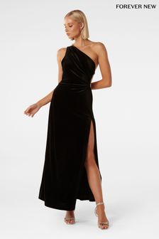Forever New Black Costanza Diamante Velvet Gown (340831) | kr1,428