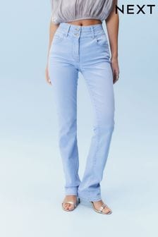 Rozjaśnione - Dopasowane modelujące jeansy z rozszerzanymi nogawkami (341163) | 275 zł