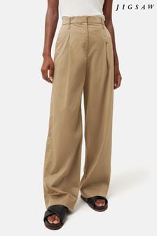 Jigsaw Natural Cotton Pleat Front Trousers (341219) | €165
